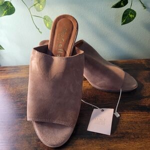 Mariella Brown Suede Slide Sandal Chunky Heel Open Toe Womens 9 Italy Mules Boho